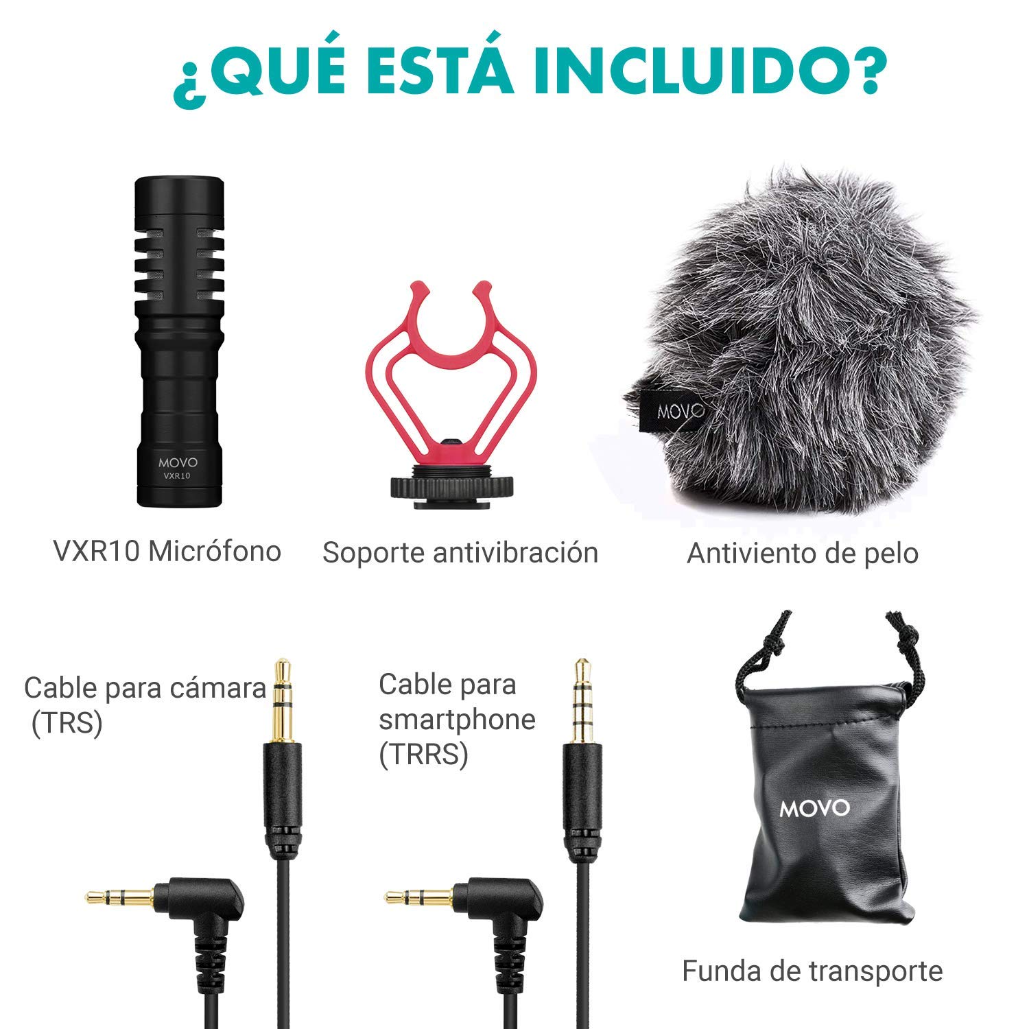 Movo Micrófono de vídeo Universal VXR10 con Montura antivibratoria, Pantalla antiviento Deadcat, para iPhone, teléfonos Inteligentes Android, cámaras DSLR Canon EOS y Nikon y videocámaras | Micrófono de cámara para DSLR, iPhone, Android, micrófono de esco