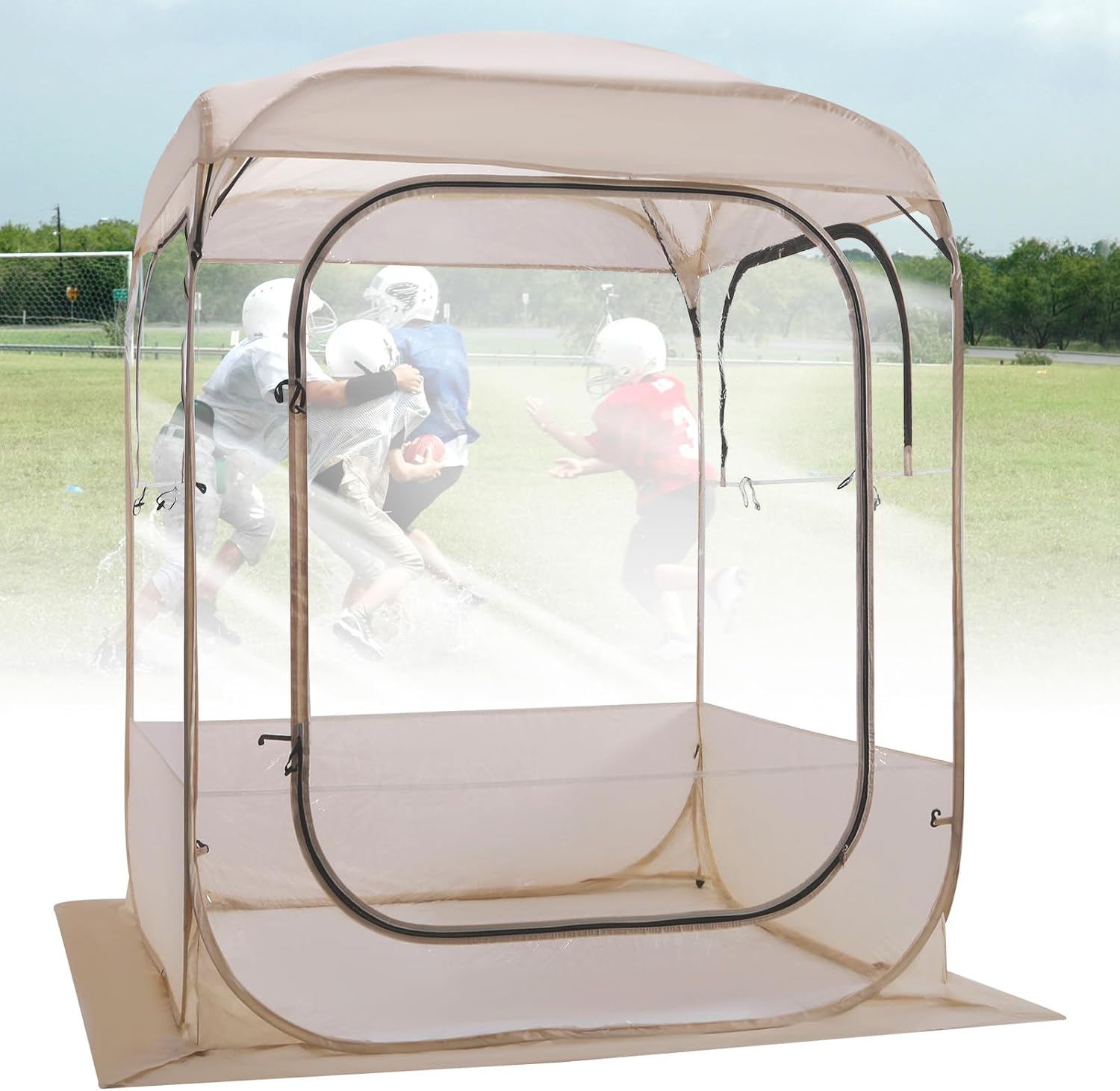 All Weather Sports Tent 360 Panoramic View Greenhouse Camping Tent Quick Setup for Sports Events Camping Fishing Cheering (130 * 130 * 175CM)