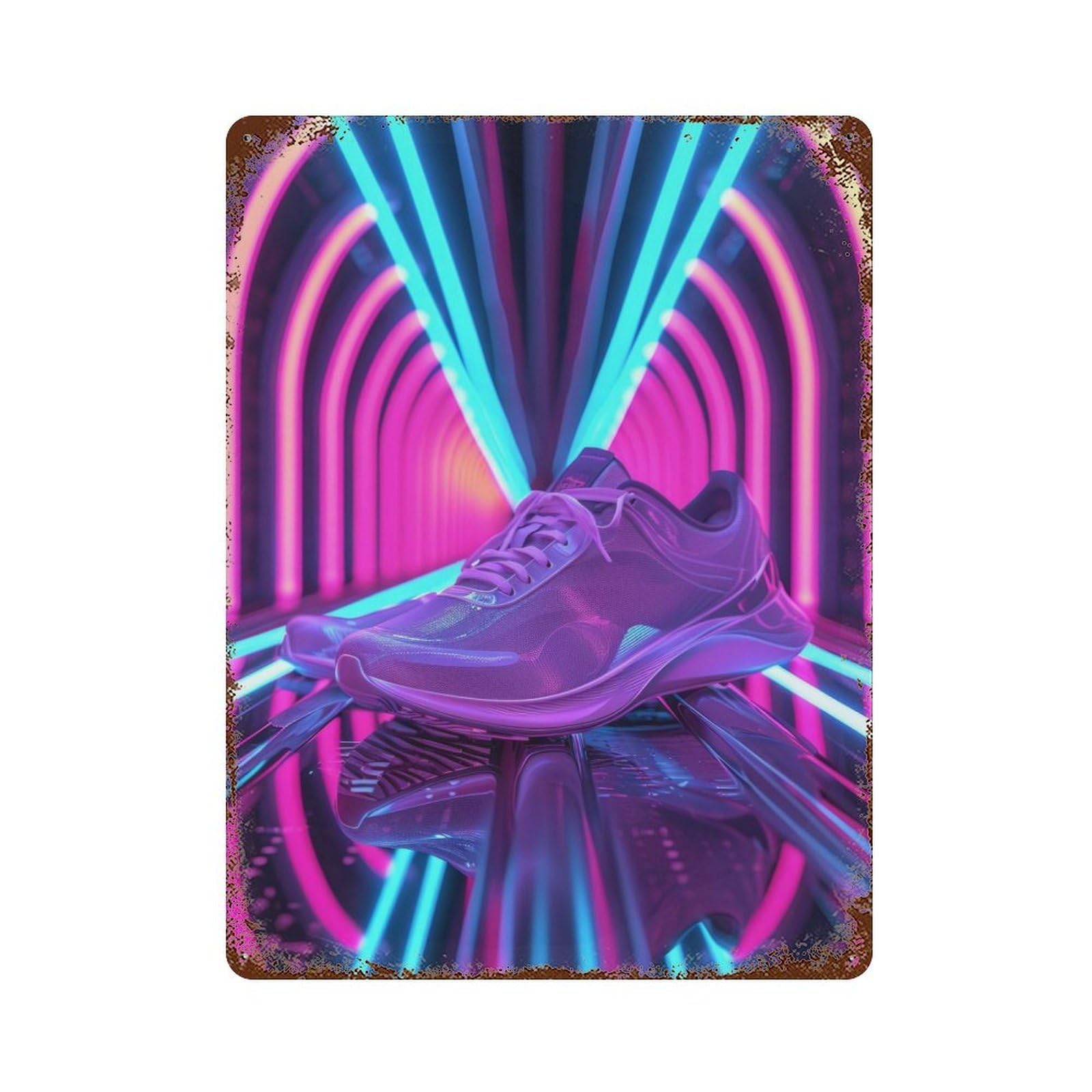 Shoe Aesthetic Neon Rusty Metal Tin Sign 15.7"x11.8", Ideal for Pub, Kitchen And Man Cave Decor