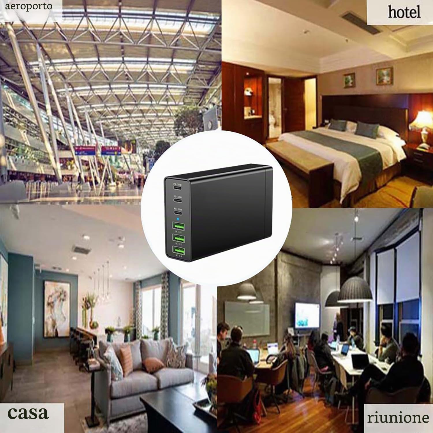 nongxiang Caricatore USB C · GaN 6 porte — immagine 7 di 9