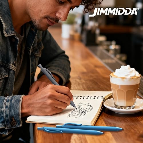 Miniatura 6 de Bolígrafos a granel, paquete de 52 bolígrafos de tinta negra y azul, punta media de 0.039 pulgadas retráctil para escritura suave, secado rápido,