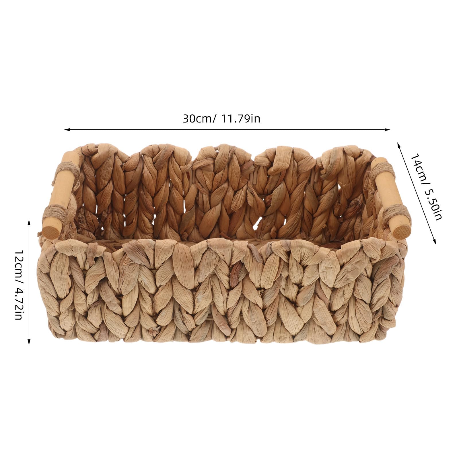 Cestas de almacenamiento tejidas: Cesta de tejida a mano - Organizador de escritorio de 30 x 14 cm - Caja de tocador para baño para guardar maquillaje, loción y joyas.
