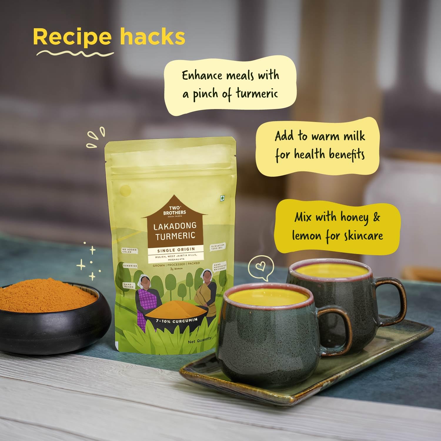 Two Brothers Lakadong Turmeric Powder (150g) | Single Origin | High Curcumin (7-10%) | Hand-Harvested & Sun-Dried | Rich Aroma & Deep Colour 4