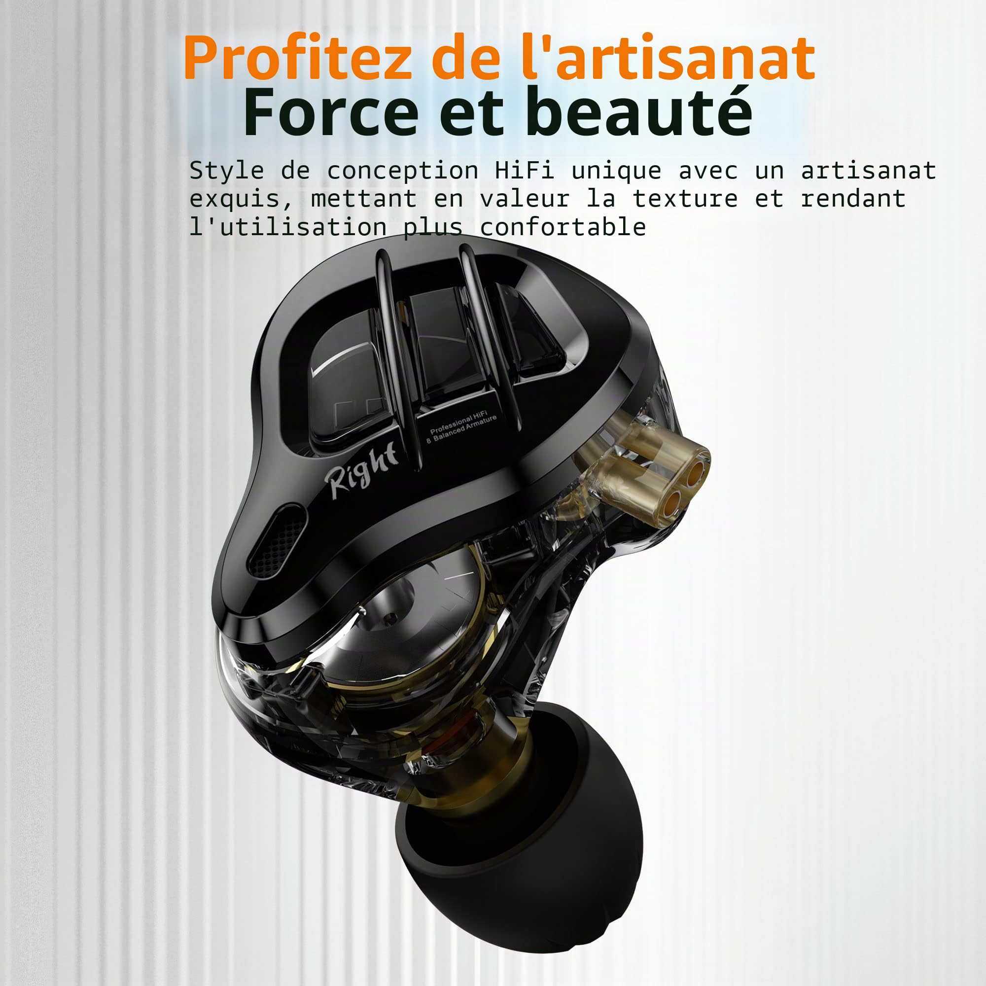 KZ ZAR Écouteurs Intra-Auriculaires 7BA+1DD Hybrides 8 Pilotes HiFi Basse Isolation du Bruit, Clarté dans Toutes Les fréquences Son stéréo Confortable pour ingénieurs Audio, Musiciens (sans Micro)