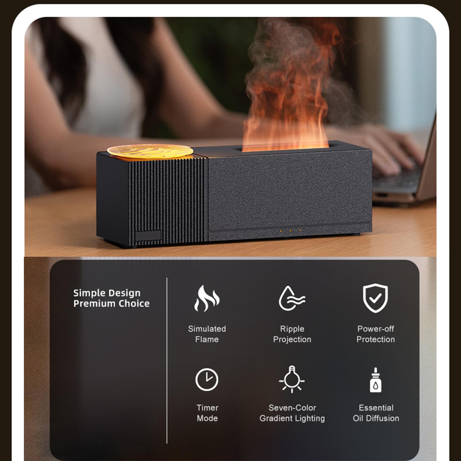 Diffusore di aromi a fiamma con proiezione del cielo stellato, diffusore di oli essenziali, umidificatore da 150 ml con telecomando, timer, spegnimento automatico senza acqua, per casa, ufficio