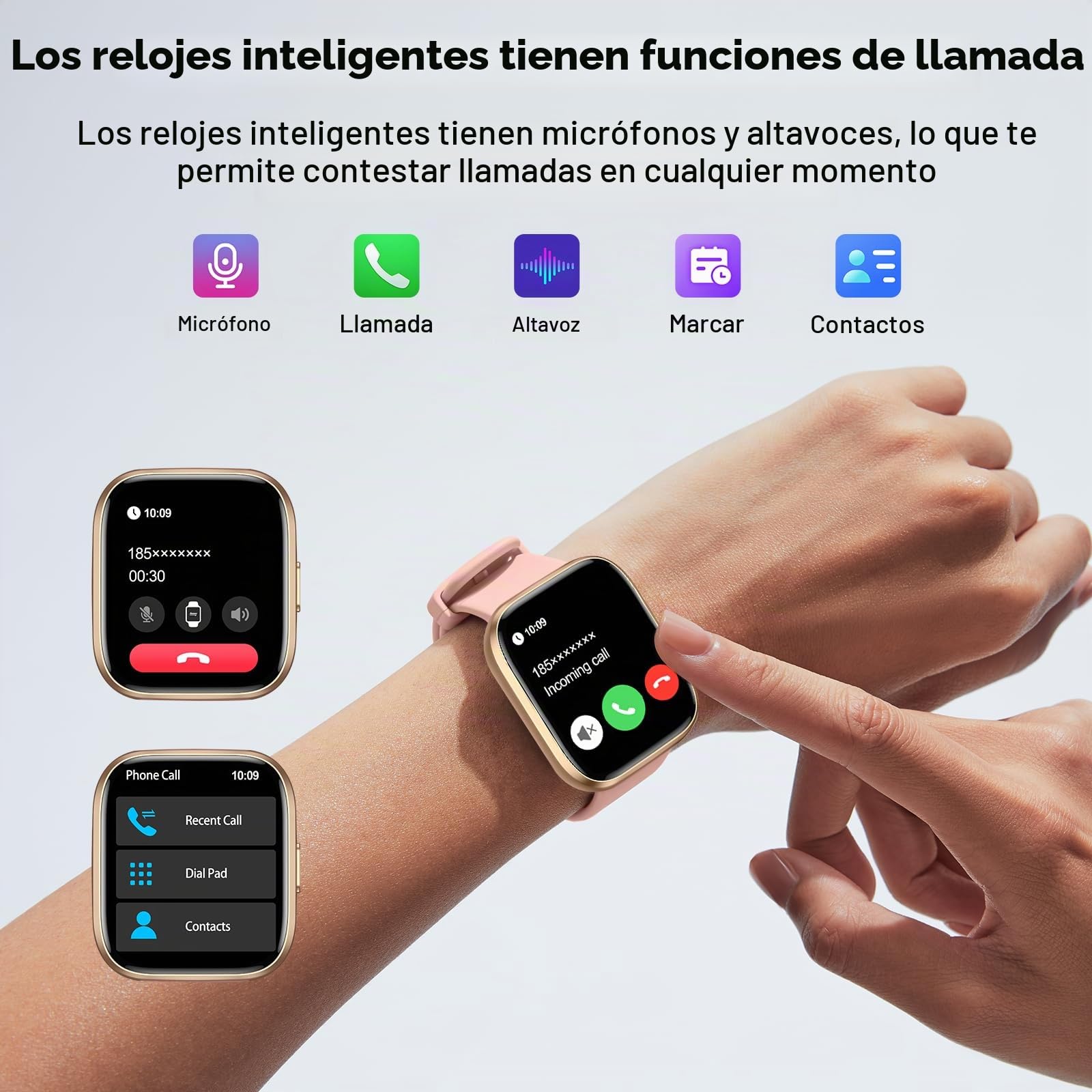 Reloj Inteligente Mujer, Smart Watch con Llamada Bluetooth/Pulsómetro/SpO2/Monitor de Sueño, 1.85" HD Pantalla Táctil, 100+ Modos Deportes, IP68, Originales Cumpleaños para Mujer
