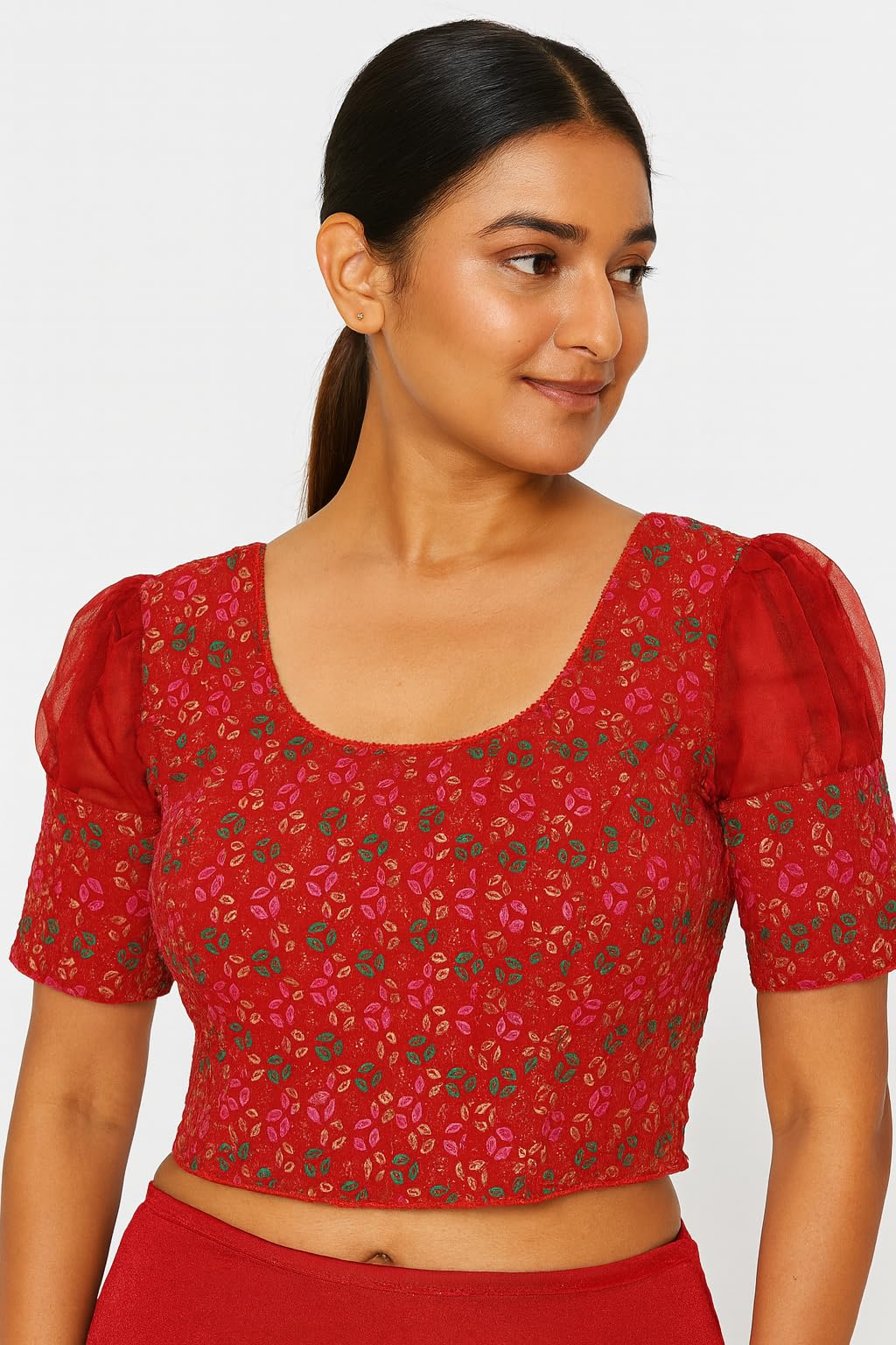 Women's Rekha Balloon Sleeve Velvet Blouse – Designer Readymade Puff Sleeve Fit-image-44