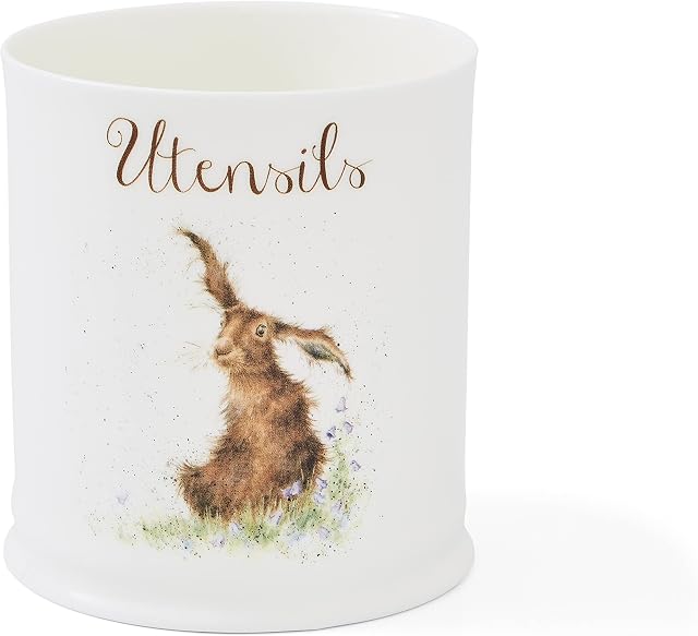 Portmeirion Home & Gifts WN3997-XW Wrendale by Royal Worcester Utensil Jar (Hare), Bone China, Multi-Colour, 14 x 13 x 15 cm