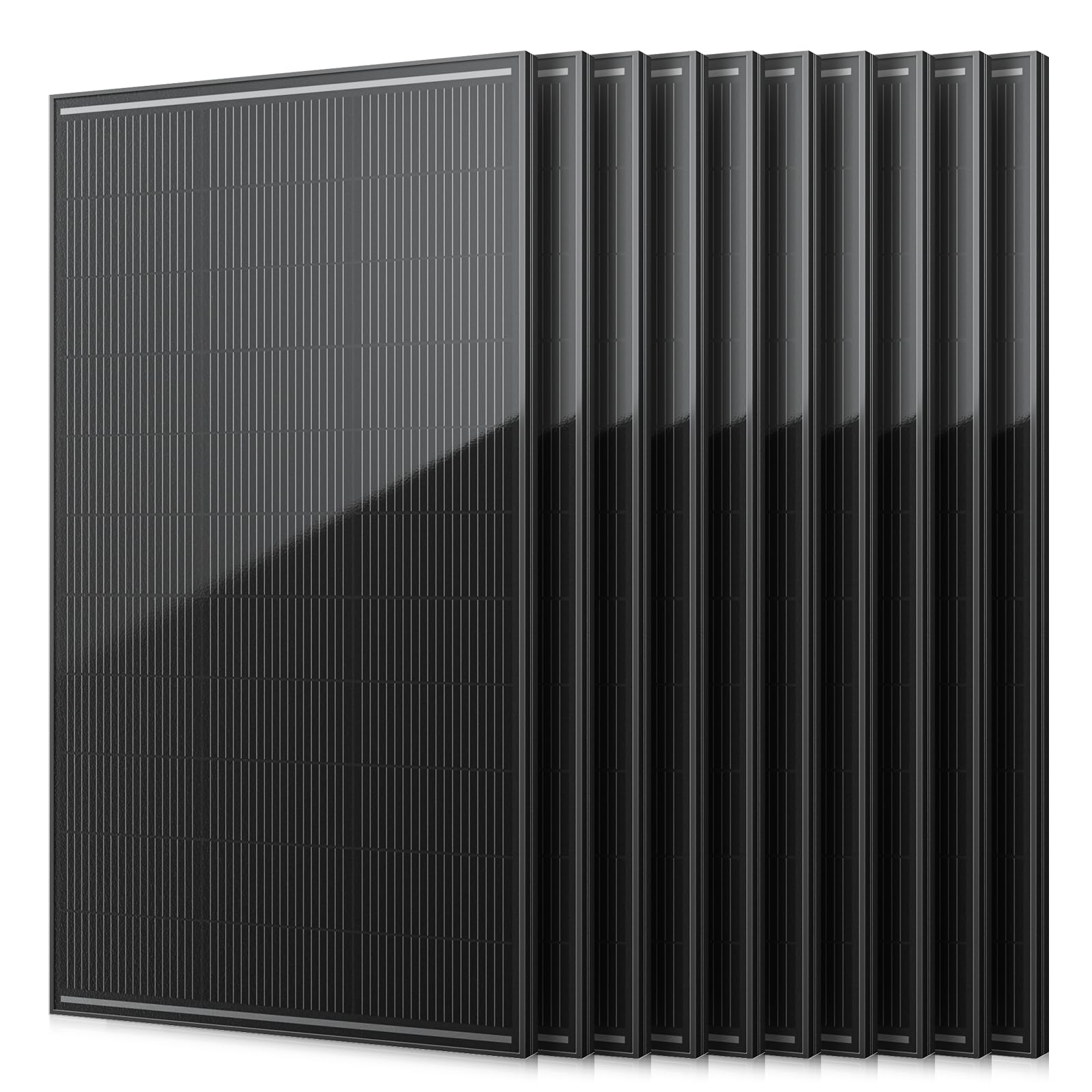 Pannello solare 2000 W, modulo PV 12 V, tecnologia SMBB, pannello solare monocrystalline ad alta efficienza, Full Black Frame in alluminio, ideale per Balcony Power Plant, Motorhome (200W*10)