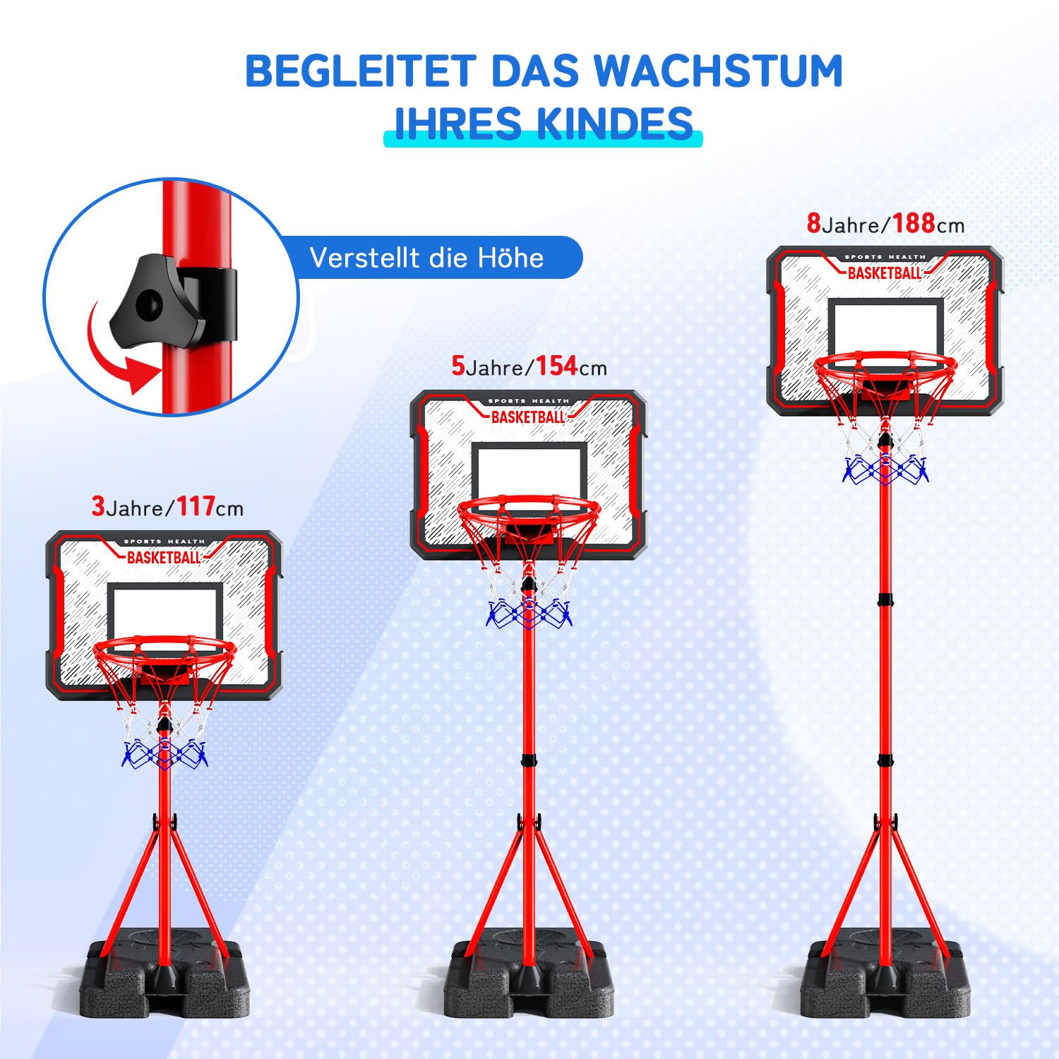 Kinder Basketballkorb mit Darts Target 2 in 1 mit Ständer hochverstellbarer 88-189 cm, Mini Basketball Outdoor Indoor und Außenbereich für Kinder im Alter von 3 bis 8 Jahren