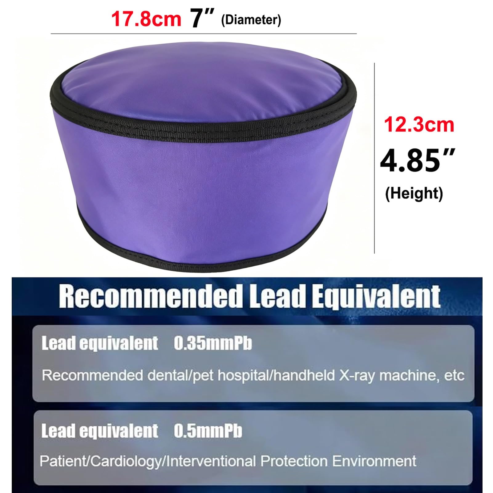 Delantal Capucha de plomo anti radiación morada, apta para clínicas dentales, centros veterinarios y equipos de rayos X portátiles(0.5mmpb)