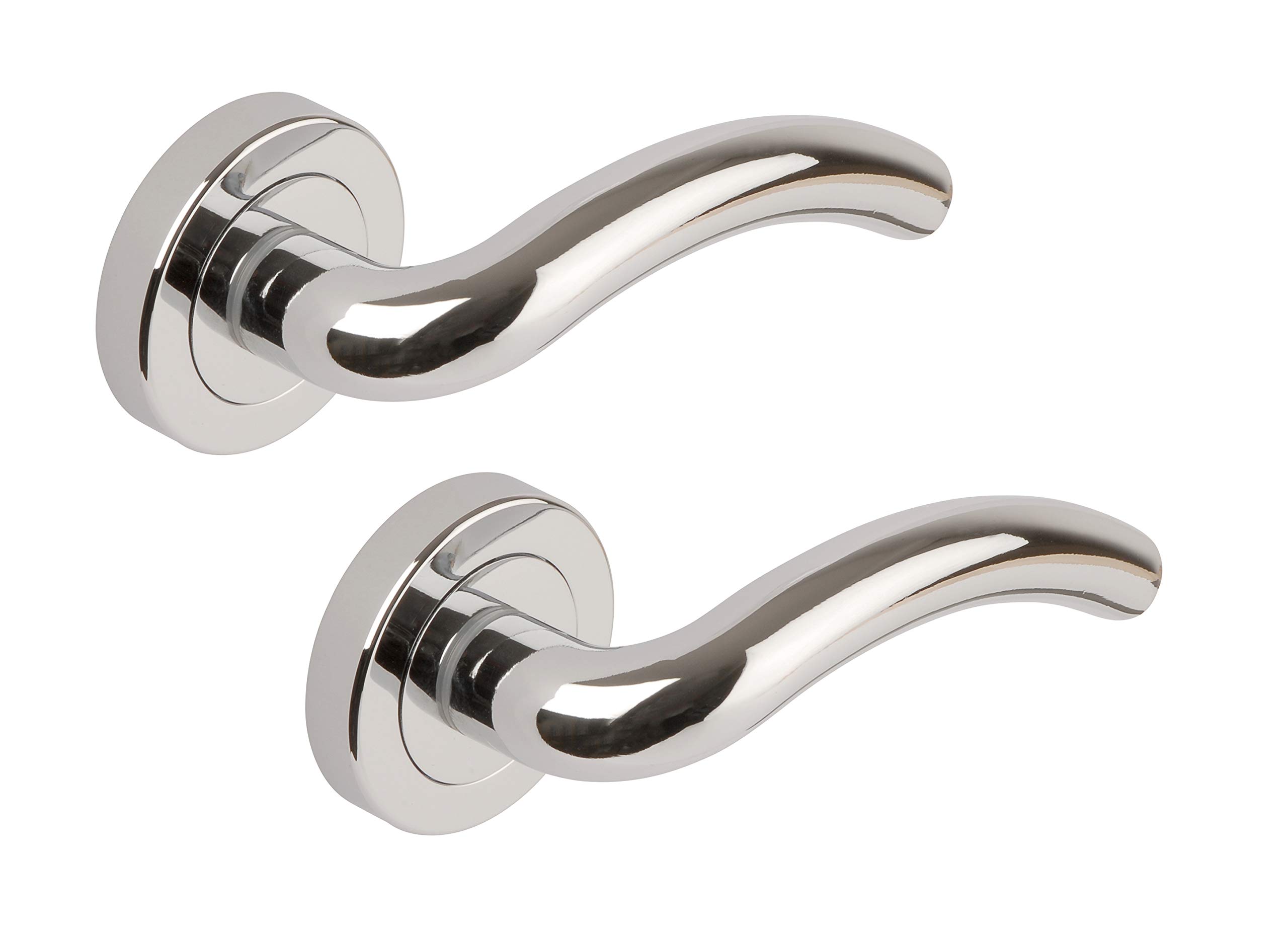 Excel Architectural XL3849 Hawk Passage Door Handles on Round Rose, Polished Chrome