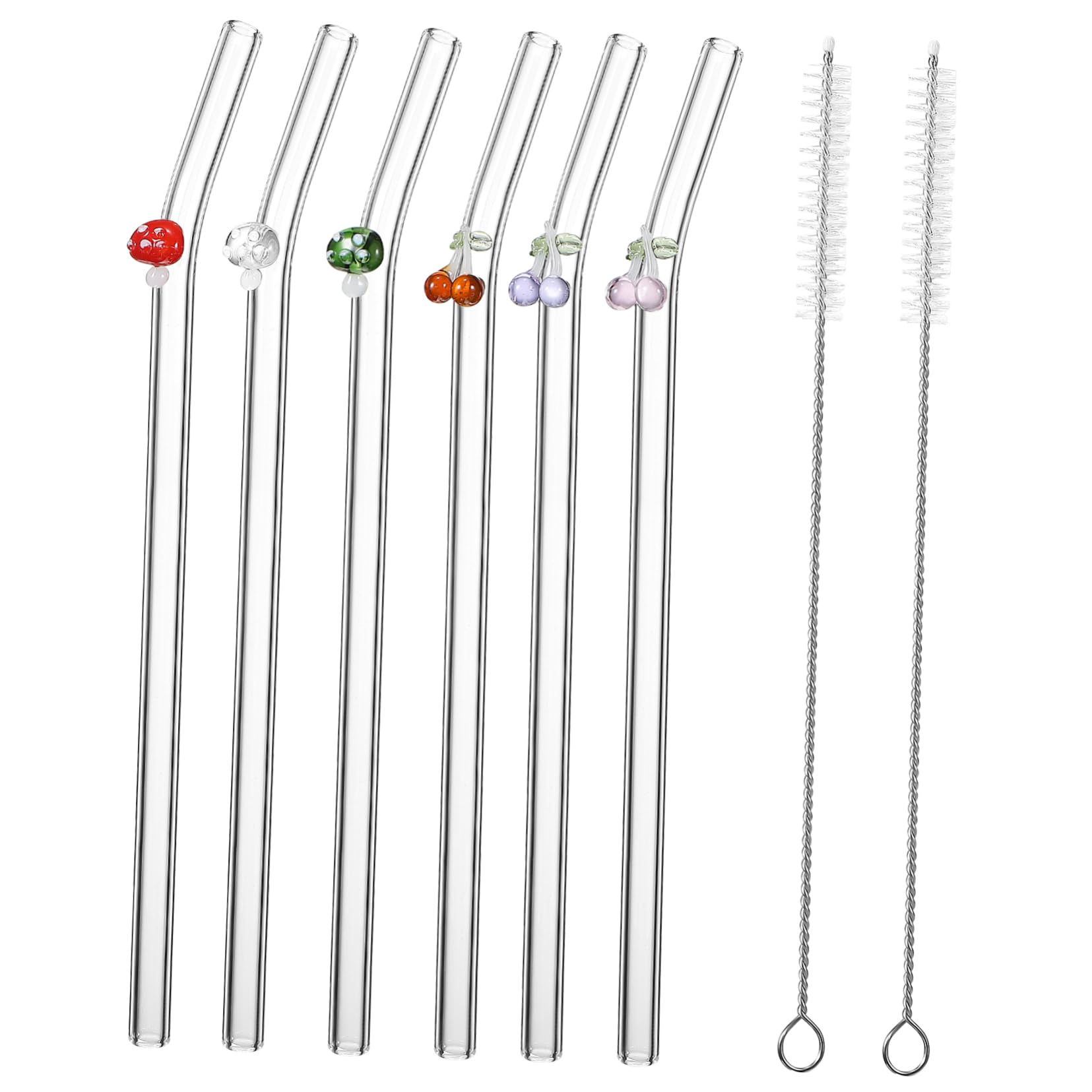 Pailles en verre avec charms cerise, le cadeau original pour fans de thé