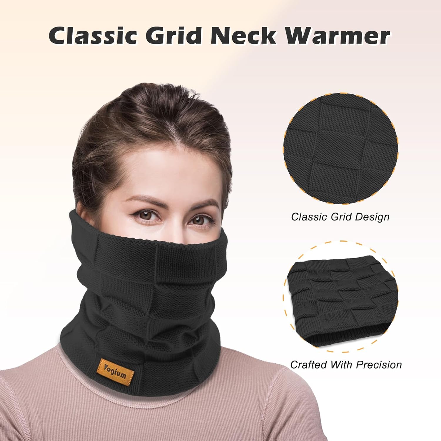 Adults Knit Thermal Neck Warmer Gaiter | Windproof Fleece-Lined Face Mask | Unisex Winter Scarf for Work & Ski Gear - Image 3