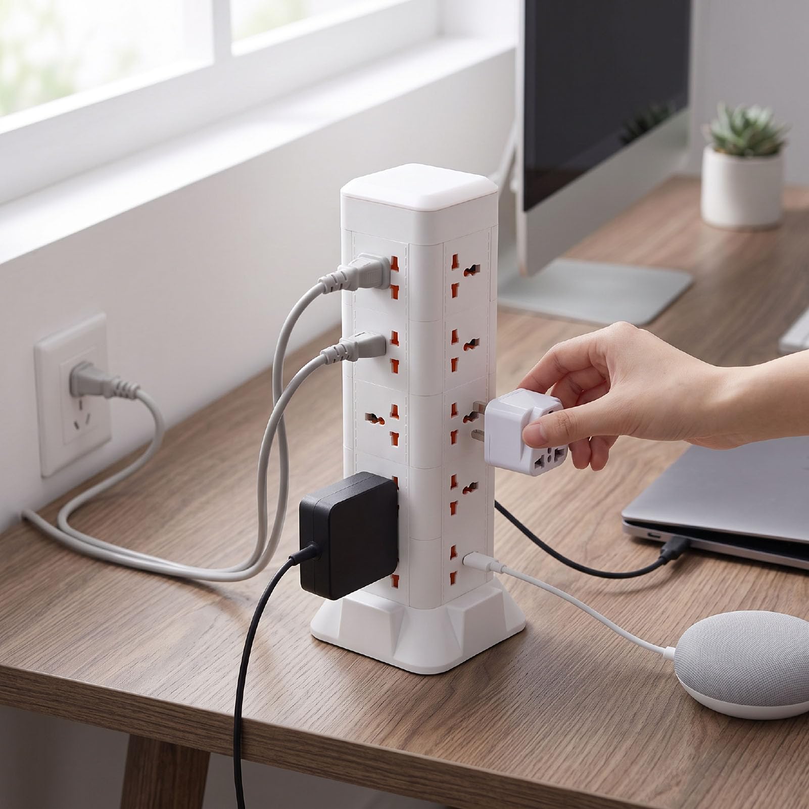 FTVOGUE Steckdosenleiste Turm, Mehrfachsteckdose mit 15 AC Steckdosen, 3