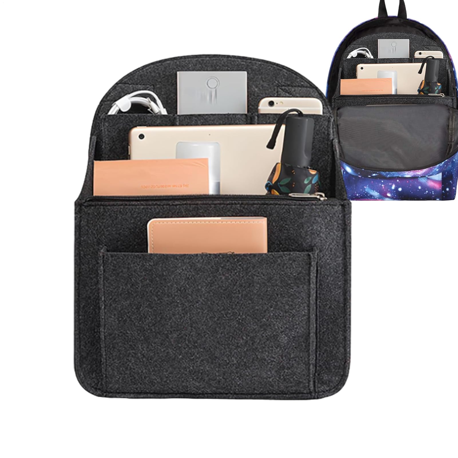 Organizer Per Zaino E Borsa In Feltro, Multitasche, Leggero E Robusti, Grande (27x14.5x3.5cm), Per Adulti - 4