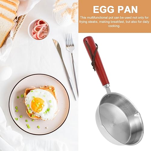Miniatura 4 de Sartén pequeña para huevos, sartén de un solo huevo, 5 unidades, acero inoxidable, mini pastelería antiadherente para huevos con mango que se