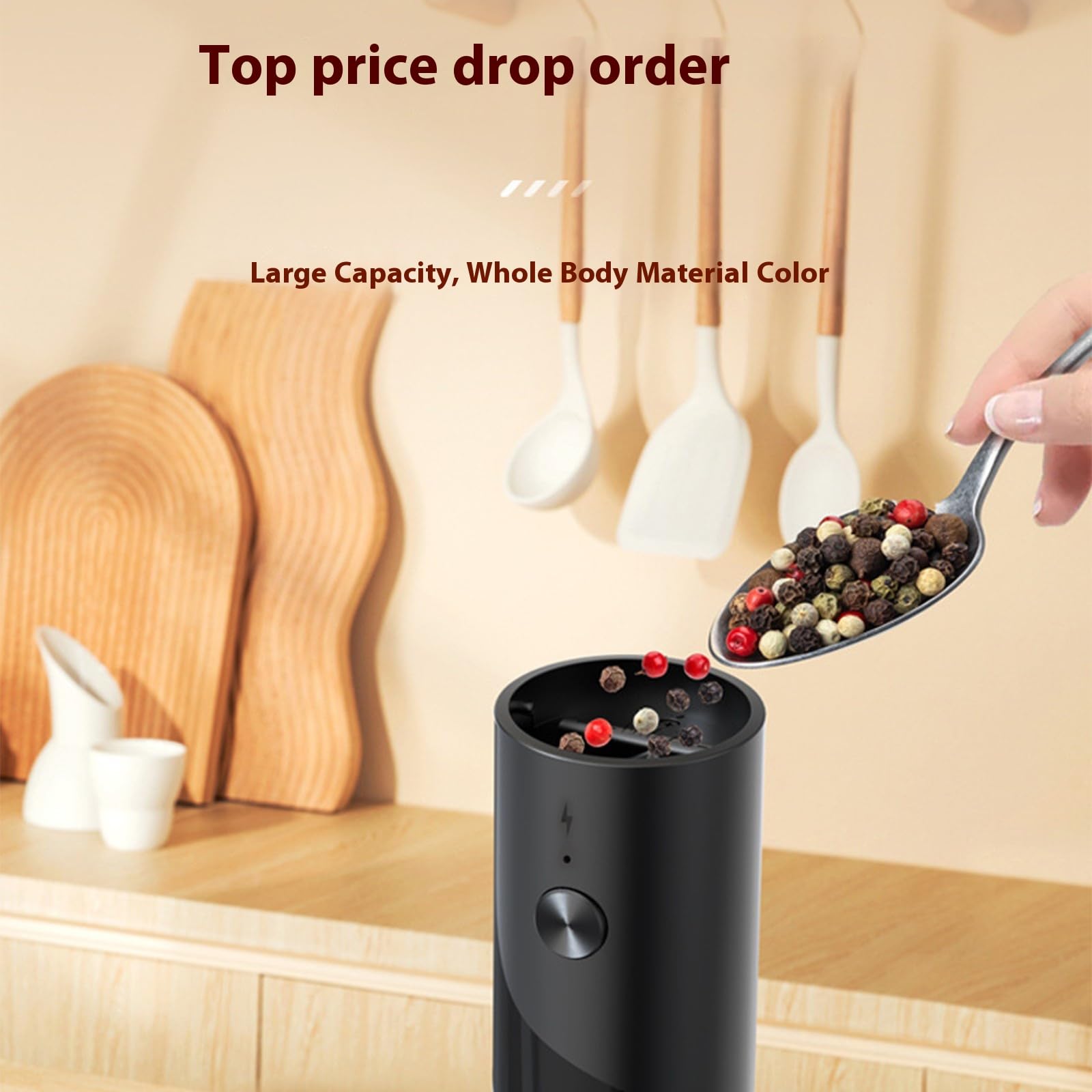 Set di macinini elettrici per sale e pepe, set di macina sale e pepe ricaricabile, elettrodomestici da cucina, macinino per alimenti, con dimensioni regolabili per condire la cucina
