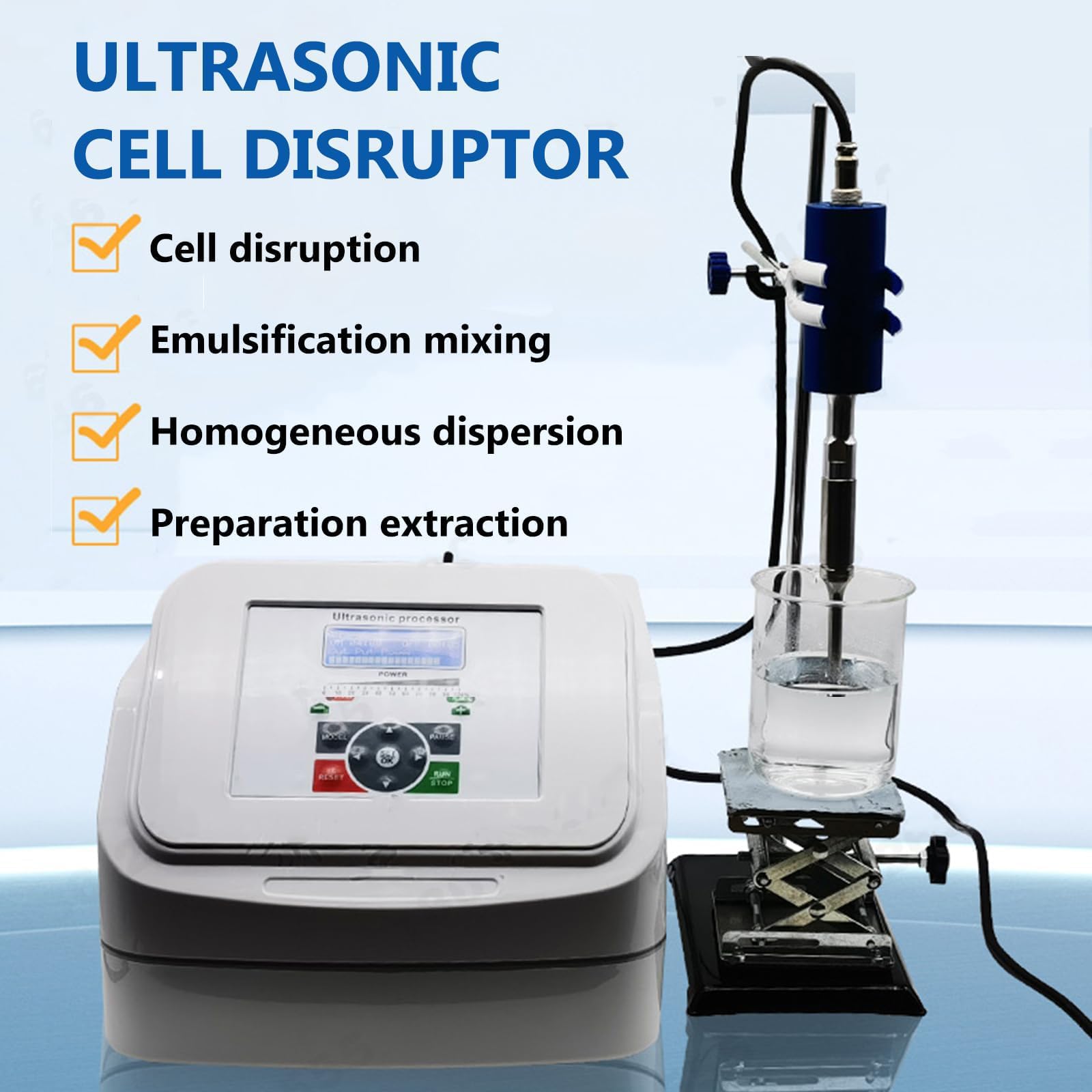 Omogeneizzatore ad ultrasuoni con controllo digitale, 2 modalità ad ultrasuoni, timer regolabile, per emulsionazione liquida e dispersione omogenea in applicazioni di laboratorio