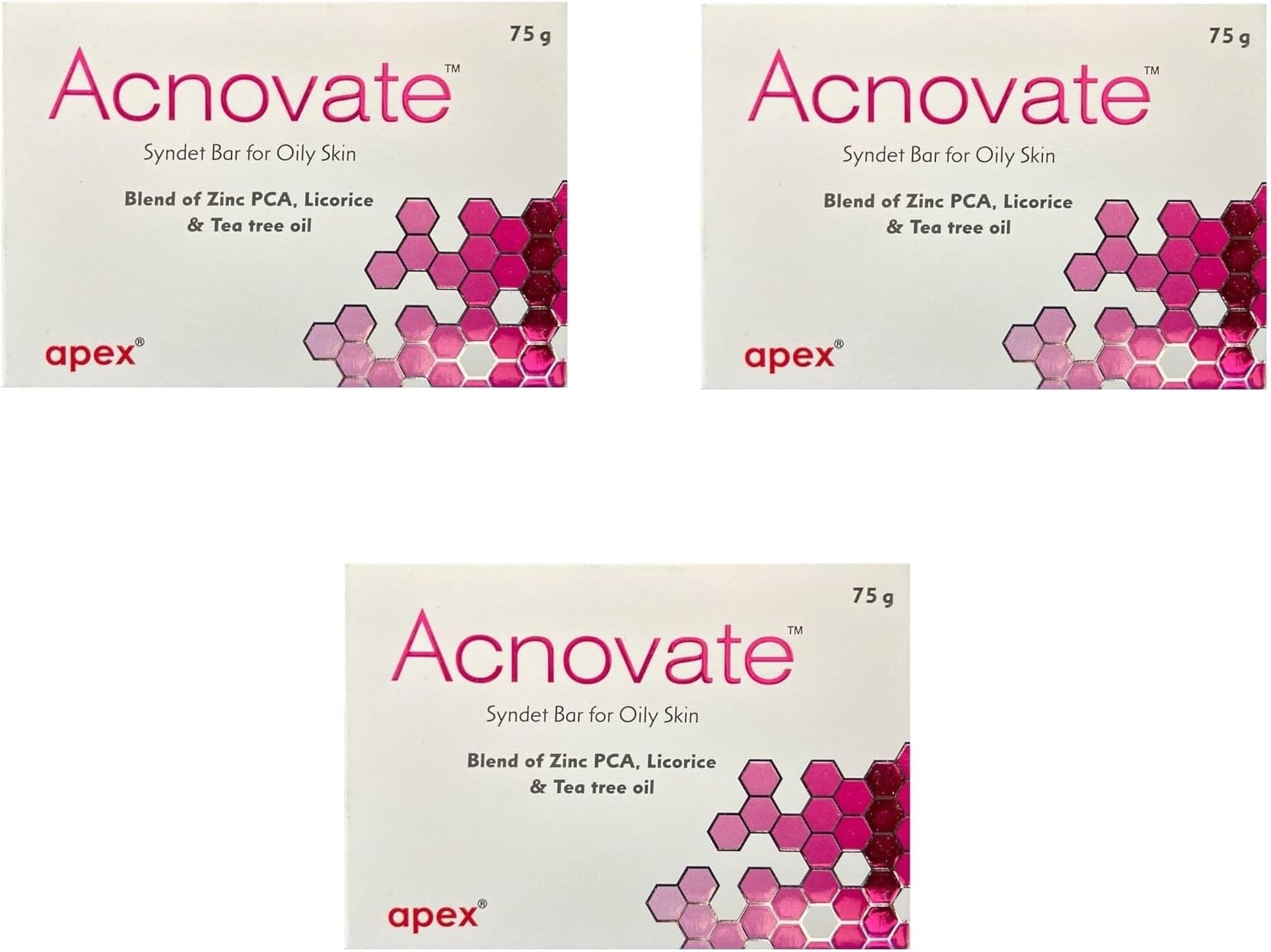 Acnovate Bar for Oily Skin 75gm-Pack of 3