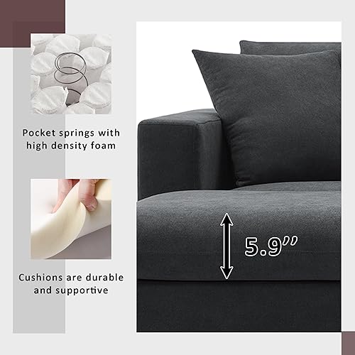 Miniatura 5 de JIVOIT Moderno juego de sofá modular con otomana convertible, juego de sofá en forma de L de 100.4 x 64.6 pulgadas con 2 almohadas gratis, juego de