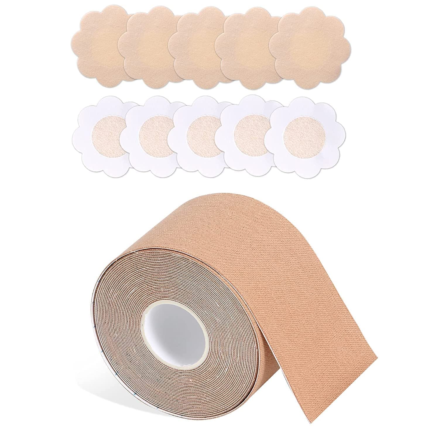 Boob Tape with 10 Nipple Pasties Women's & Girl's Breast Lift Booby Tape,Push Up & Lifting Tape Fit for Any Type Breast Tape Breast Lift Bra Tape Bob Tape for Breast Lift-image-2