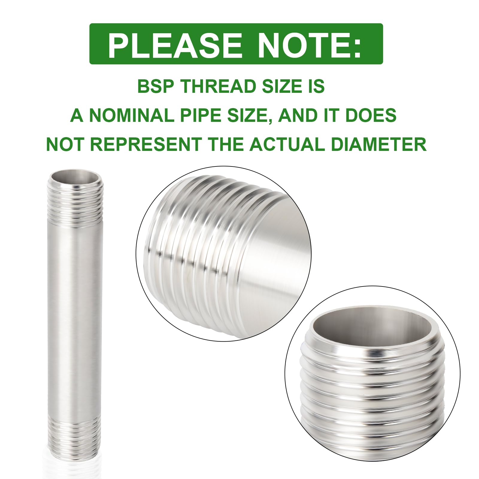 Adattatore Prolunga In Acciaio Inox 304 – 1/2 MBSP X 1/2 FBSP – Lunghezza 70 Mm – Per Impianti Idraulici, Docce E Scarichi – Resistente A Corrosione E Alte Temperature
