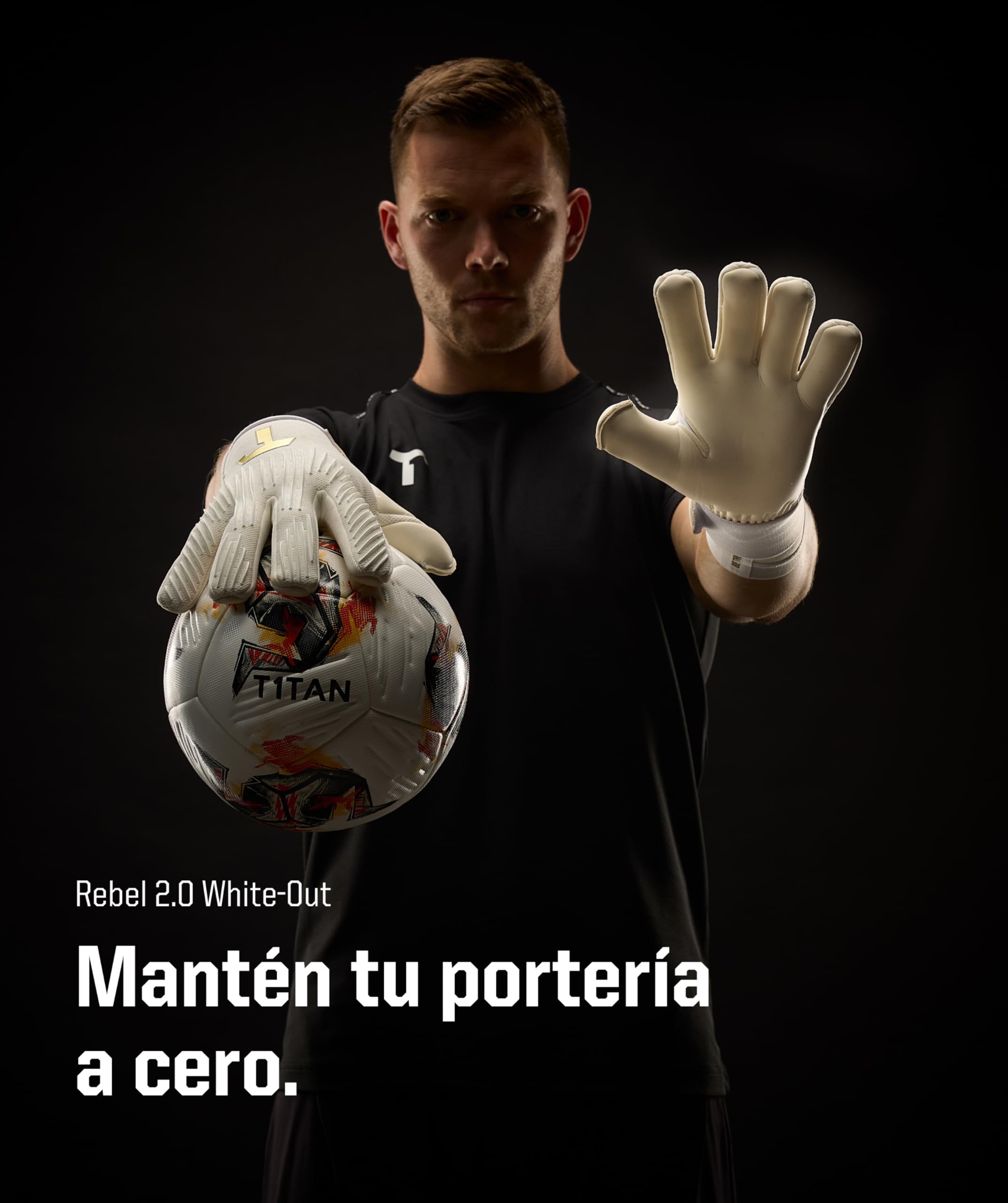 T1TAN Rebel Guantes de Portero para Adultos, Guantes de fútbol, Agarre Profesional de 4 mm, Tallas 6-11