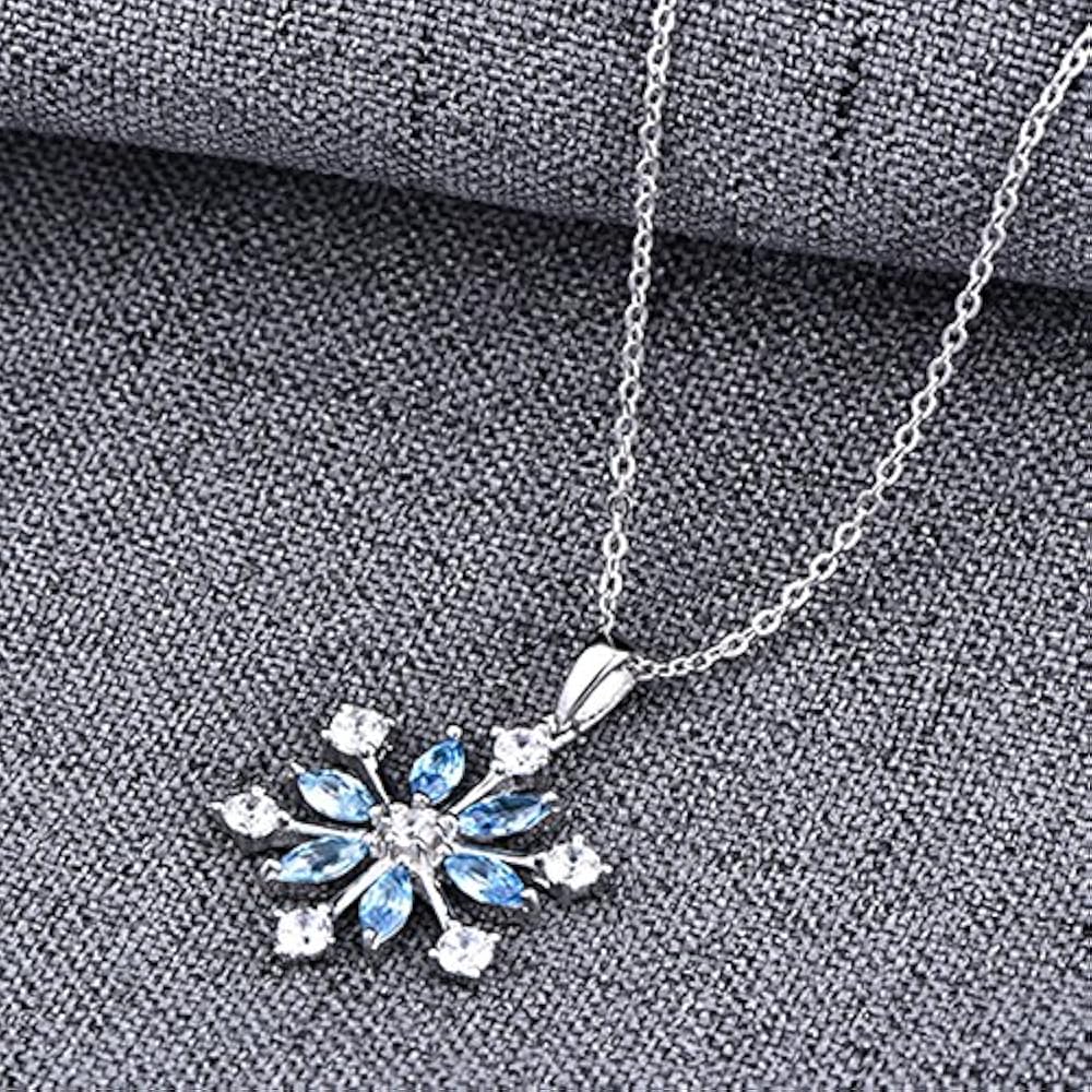 Collier Sapin De Noël En Argent 925 – Pendentif Flocon De Neige Avec Zirconium, Cadeau Femme