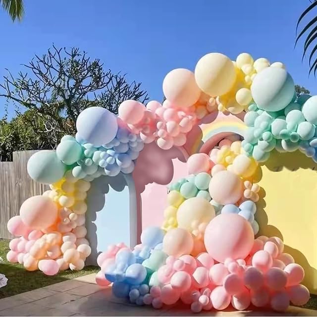 189 Pieces Pastel Balloon Bow Kit Macaron Balloons 5m 16 ft Latex Rainbow Balloon Garland Pastel Kit for Birthday Wedding Christmas Baby Shower Party Supplies