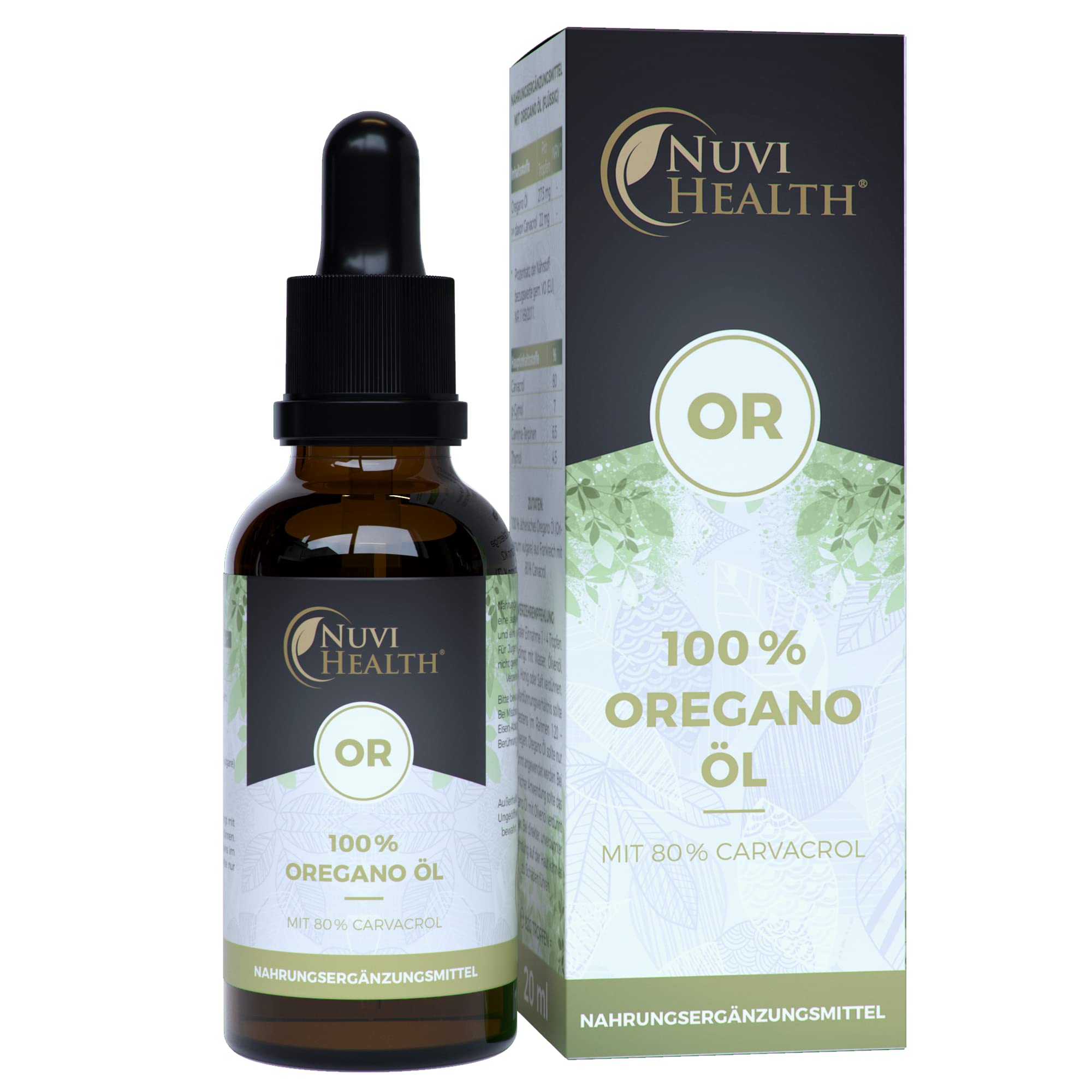 Oregano Öl - 20 ml = 820 Tropfen - 100% ätherisches Oreganoöl aus Frankreich - 80% Carvacrol - Laborgeprüft - Keine Zusätze - Hochdosiert - Vegan - Origanum vulgare hirtum