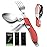 Camping Utensils 2 Pack,HIKENTURE 4-in-1 Stainless Steel Spoon, Fork, Knife, and Bottle Opener Combo - Lightweight and Portable Travel Eating Silverware for Hiking, Backpacking, and Picnic (Red 2pack)