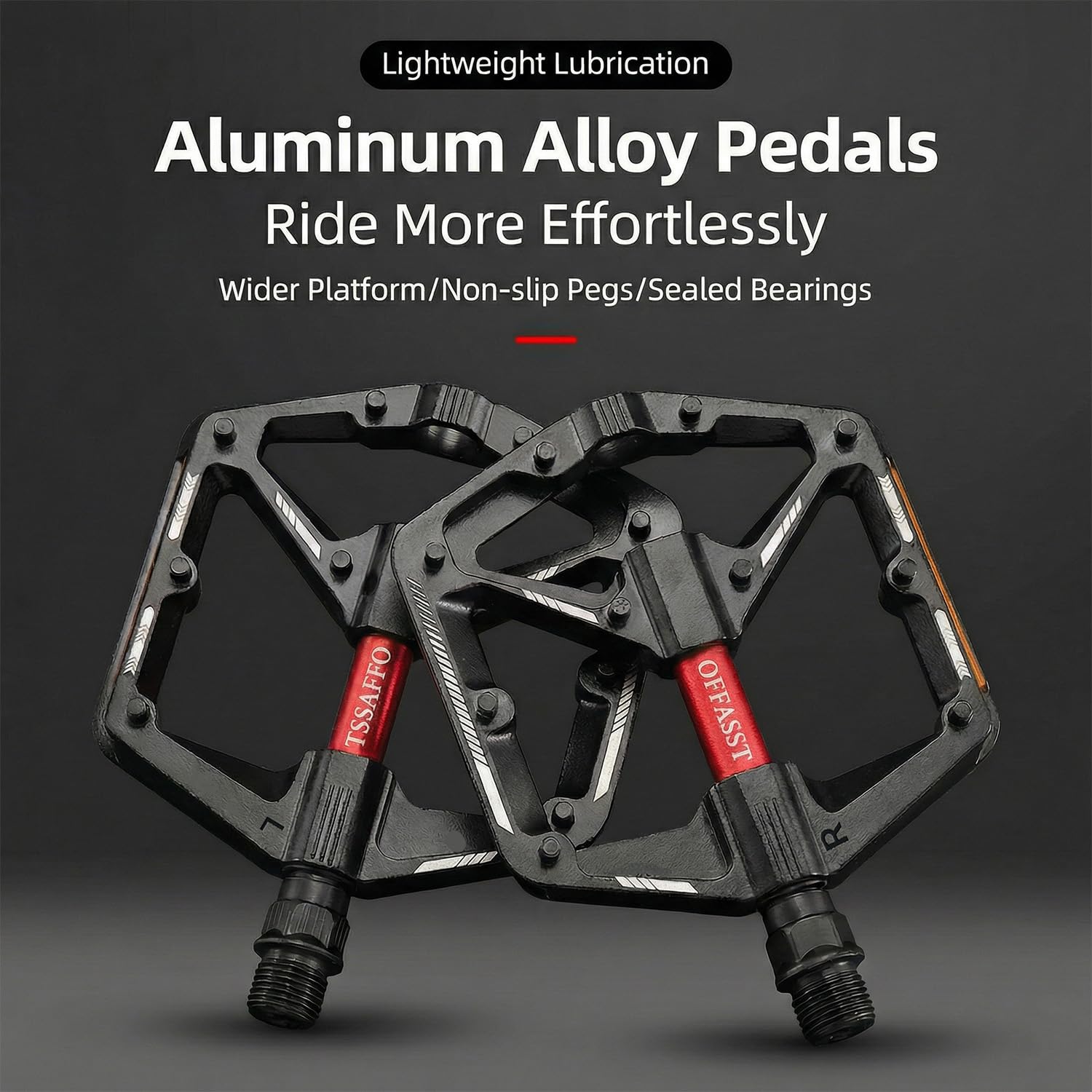Fahrradpedale Flats, CNC-Aluminium Flats für alle Fahrradttypen - 10 Anti-Rutsch-Stifte, Wasserdichtes Cr-Mo Achslager, 9/16"