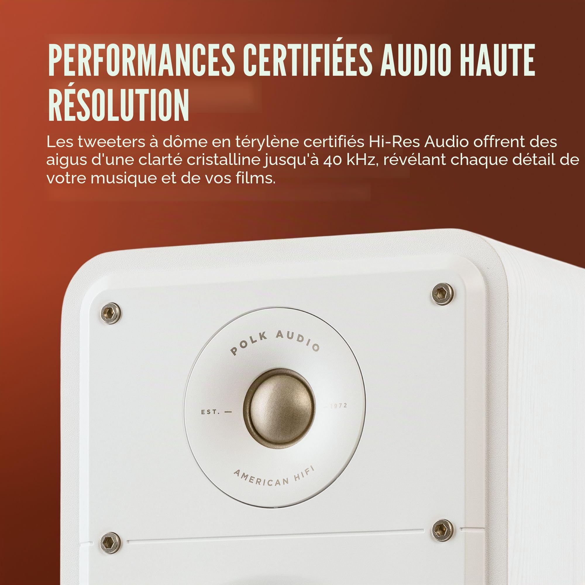 Polk Audio Signature Elite ES50 Enceinte Colonne Hi-Res, Compatible Dolby Atmos/DTS:X (Pièce) - Blanche