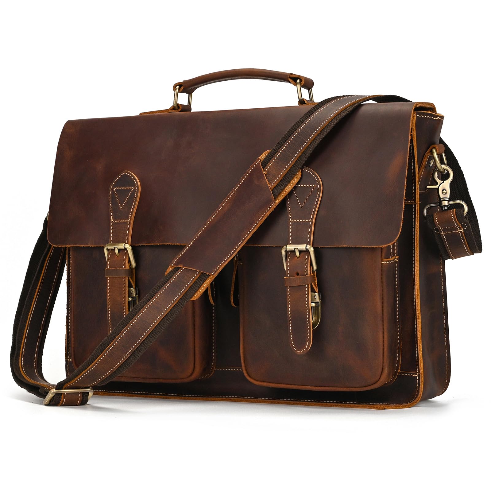 vintage Grande tracolla Borsello uomo pelle vintage Borsa Vero Cuoio Messenger bag per Laptop da 14, 15,6 Pollici Viaggio