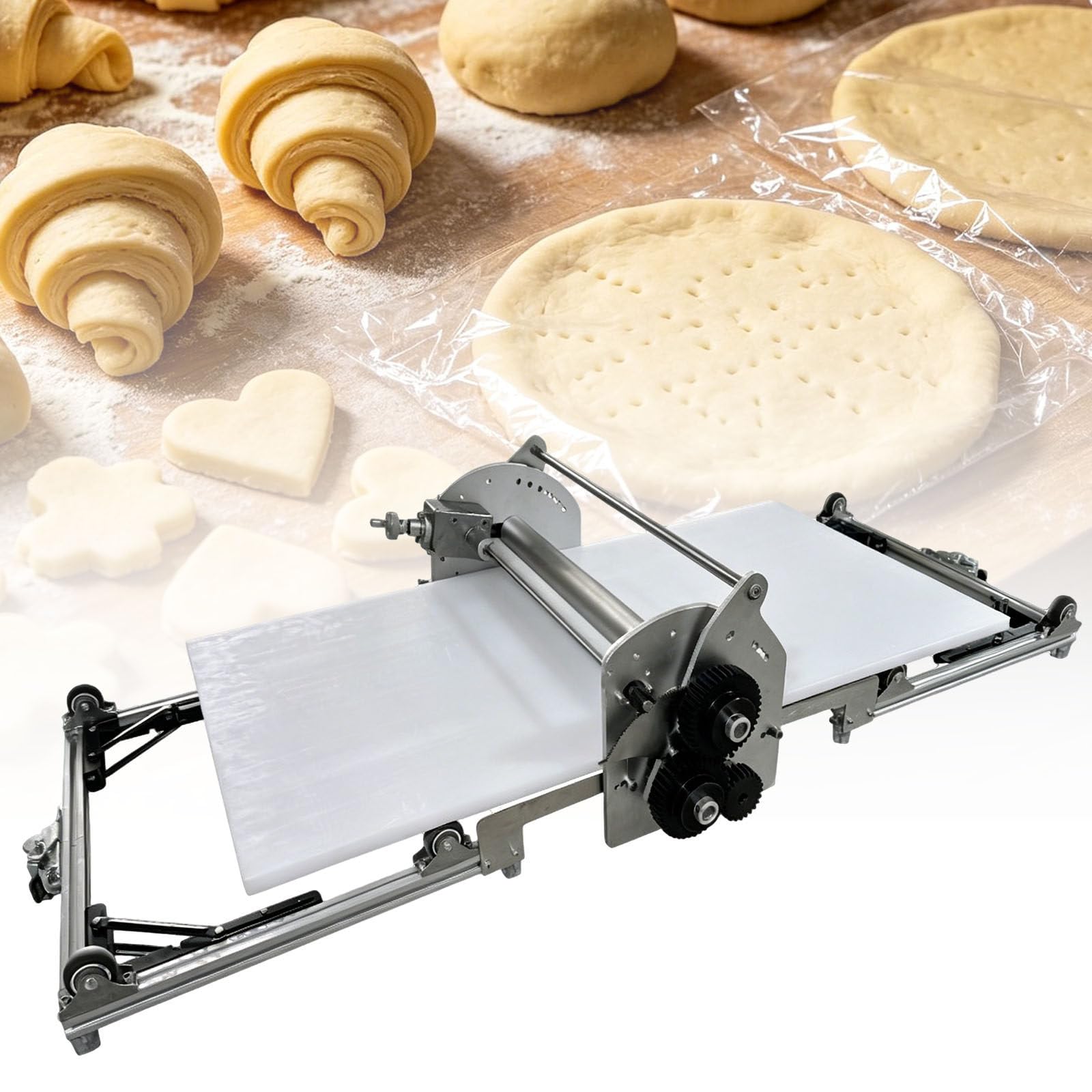 Ymnogjie Commercial Electric Dough Sheeter Foldable,Adjustable Thickness,for Pizza Dough,Fresh Pasta,Croissants,Ideal for Home Bakers,Professional Bakeries