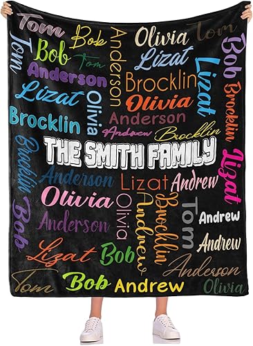 Manta personalizada con muchos nombres, manta de bebé personalizada para niños, manta de franela para cama, manta de Navidad personalizada, regalos