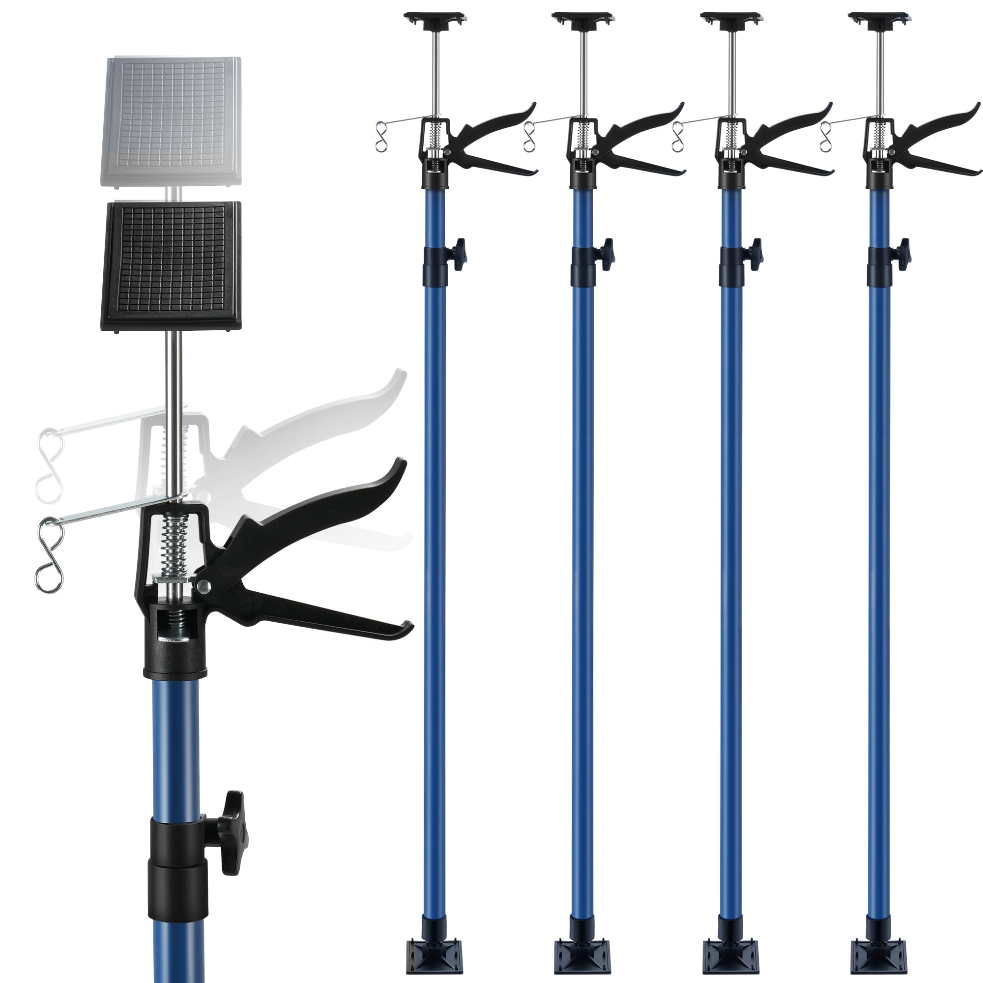 Photo 1 of 4 Pack Adjustable Support Pole, Steel 3rd Hand Support System, Supports up to 154 lbs Construction Rods, Support Rod for Jacks Cargo Bars Drywalls, Extends from 45.3 to 114.7 Inch