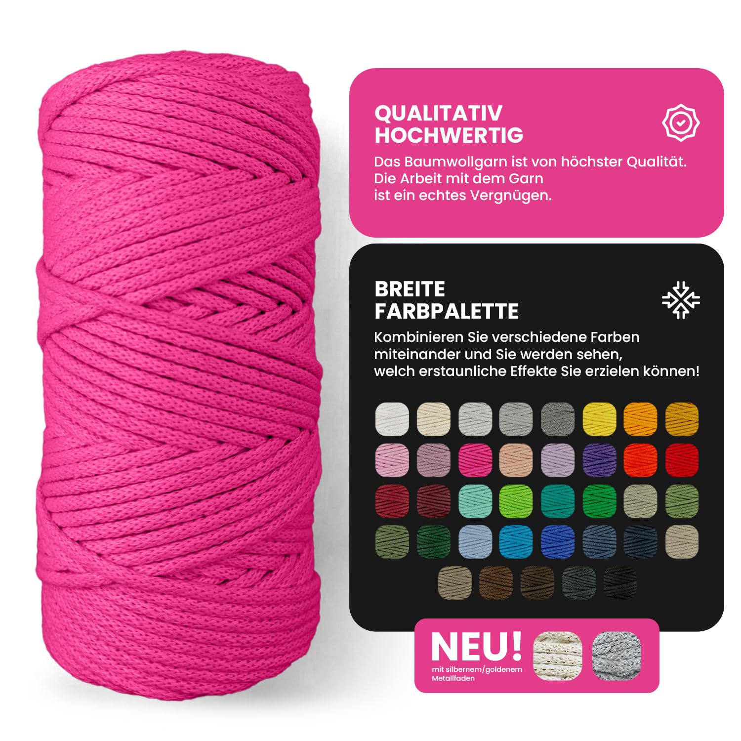 Netuno 1x corda macramè colorata rosa 9 mm 50 m corda in cotone anima in poliestere filo spago uncinetto ferri da maglia decorazioni cordoncino colorato cavo