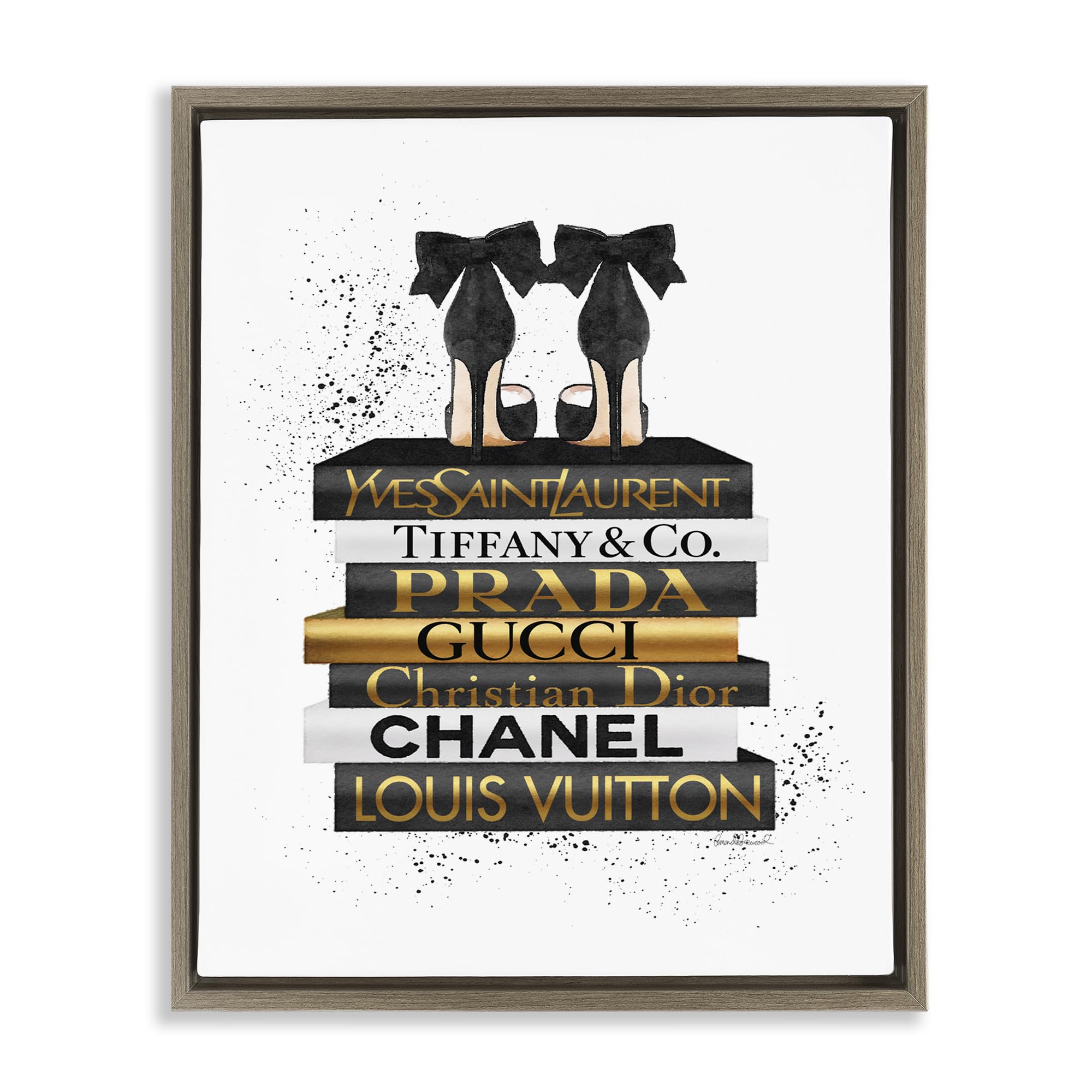 Glam Bookstack Animal Print, 16 x 20 Inch Canvas in Floater Frame