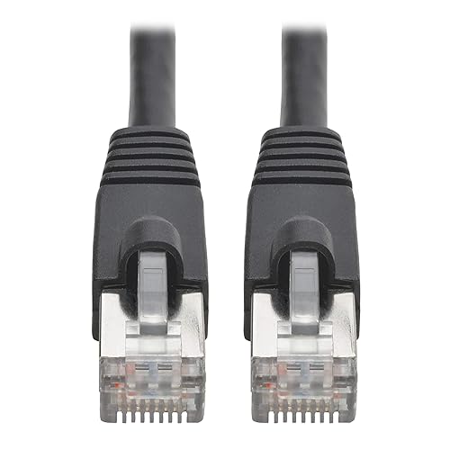 Tripp Lite Cable Ethernet Cat6a (MM), cable Cat6a blindado, cable de conexión de red STP, 10 Gbps, PoE, negro, 35 pies (N262-035-BK)