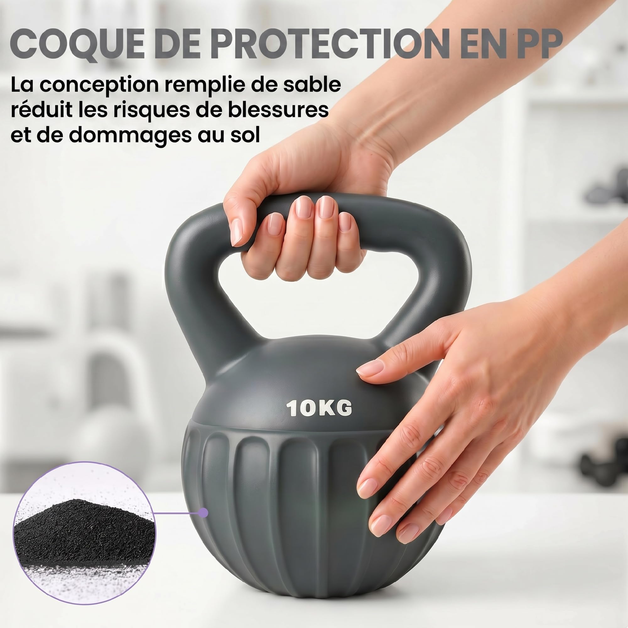 SPORTNOW Kettlebell, 10 kg, impugnatura antiscivolo, palestra, Grigio
