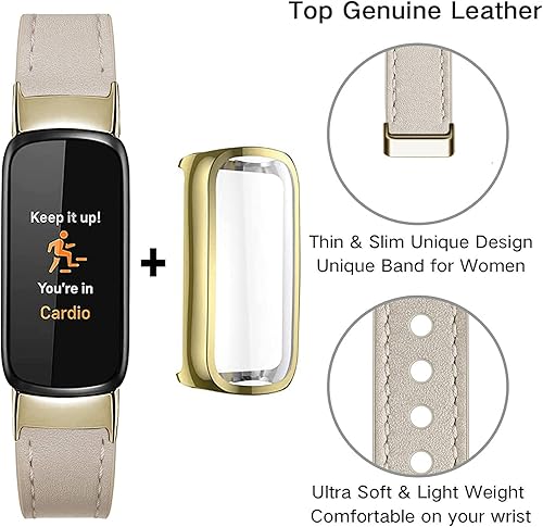 Miniatura 4 de Correa de reloj compatible con Fitbit Luxe, elegante correa de cuero delgada, suave repuesto para Fitbit Luxe Fitness and Wellness Tracker mujeres