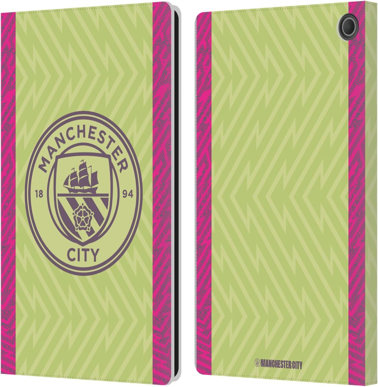 Head Case Designs Officially Licensed Manchester City Man City FC Third 2023/24 Badge Kit Leather Wallet Case Compatible with Amazon Fire Max 11 2023