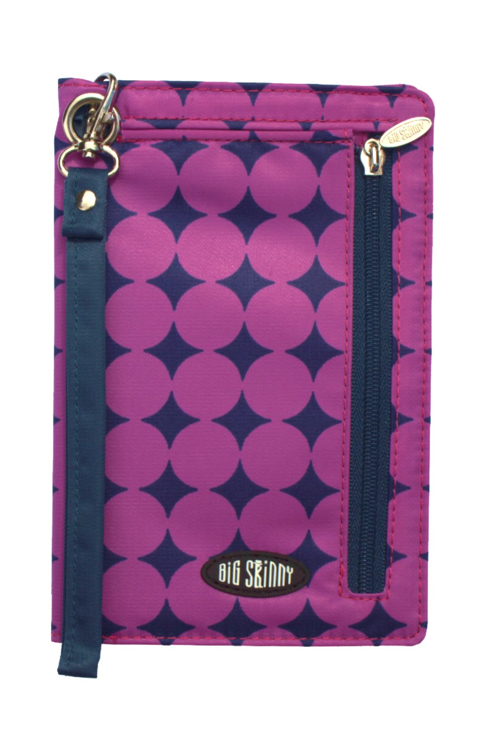 Big Skinny Women's Plus Myphone Bi Fold Slim Plum Dot Wallet Wristlet, PlumDot
