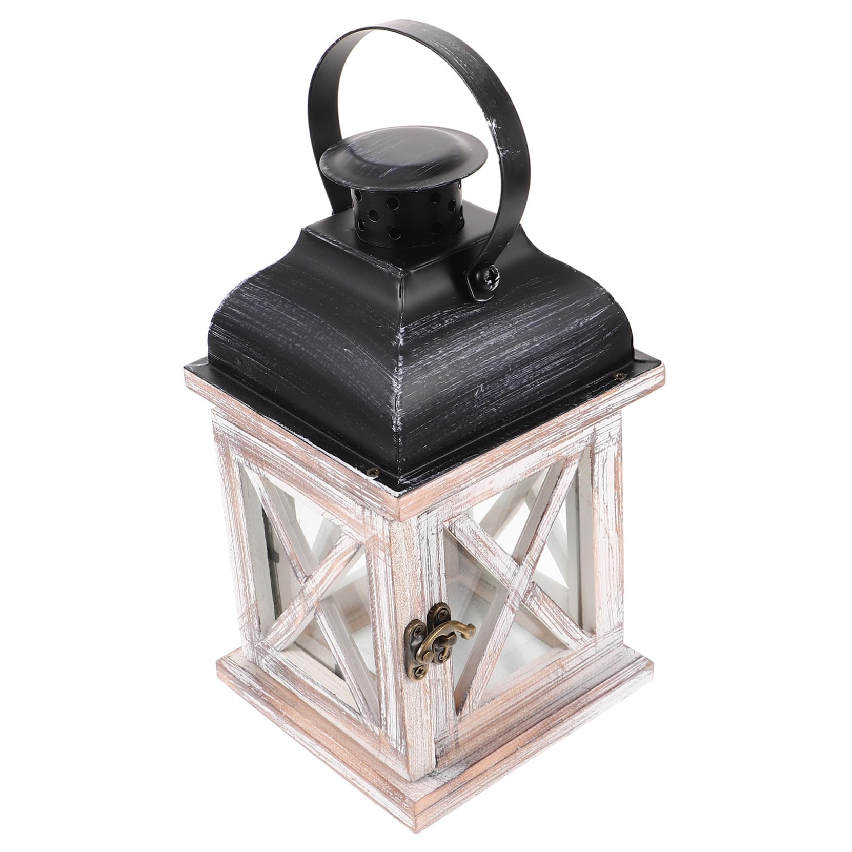 Rustikale Kerzenlaterne, Tischdekoration für Zuhause | Eisen, Glas und Holz, Vintage und Romantisch, für Hochzeitsdeko und Warme Raumstimmung Zufällige Farbe