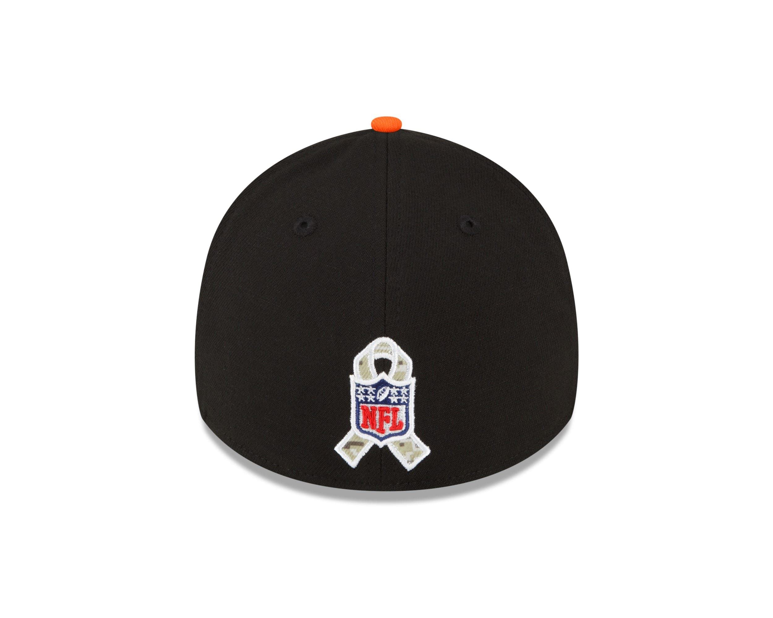 New Era Denver Broncos NFL Salute to Service 2022 Black Orange 39Thirty Stretch Cap - M - L
