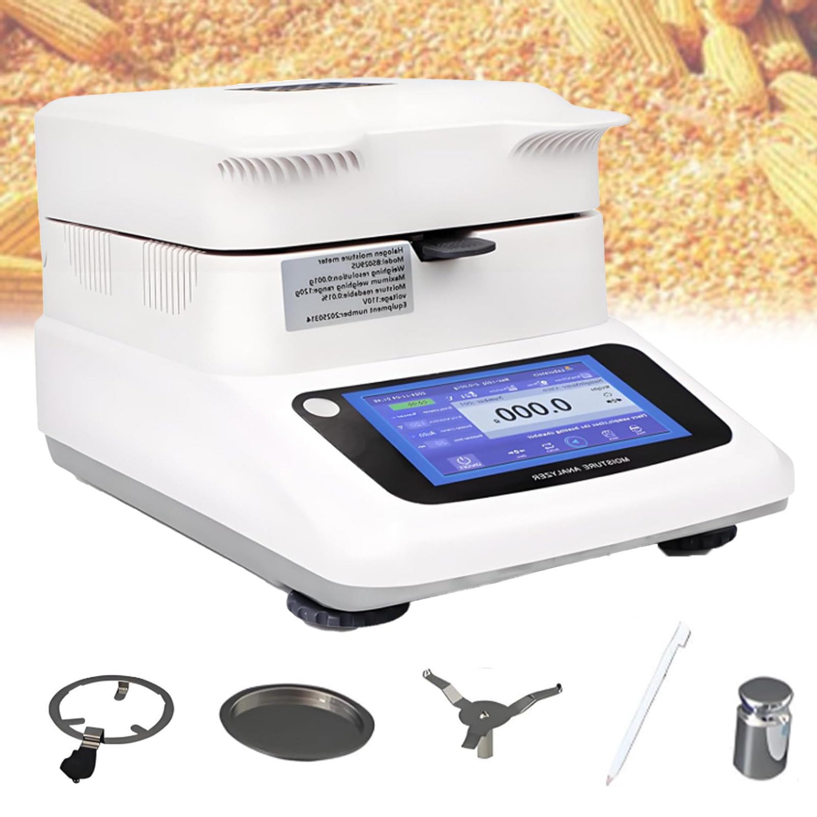 Pvxa Halogen Moisture Analyzer, Intelligent Moisture Analyzer, 001% Readability,3 Drying Modes, with Touch Screen Test with RS232 Interface 0.001g