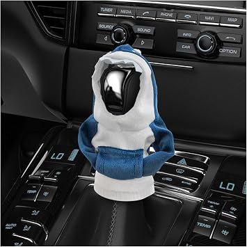 Car Gear Shift Cover, Fashionable Mini Shark Gear Shifter Stick Hoodie, Funny Winter Warm Gear Shift Knob Sweater Protector, Universal Interior Decor Car Accessories Blue Shark