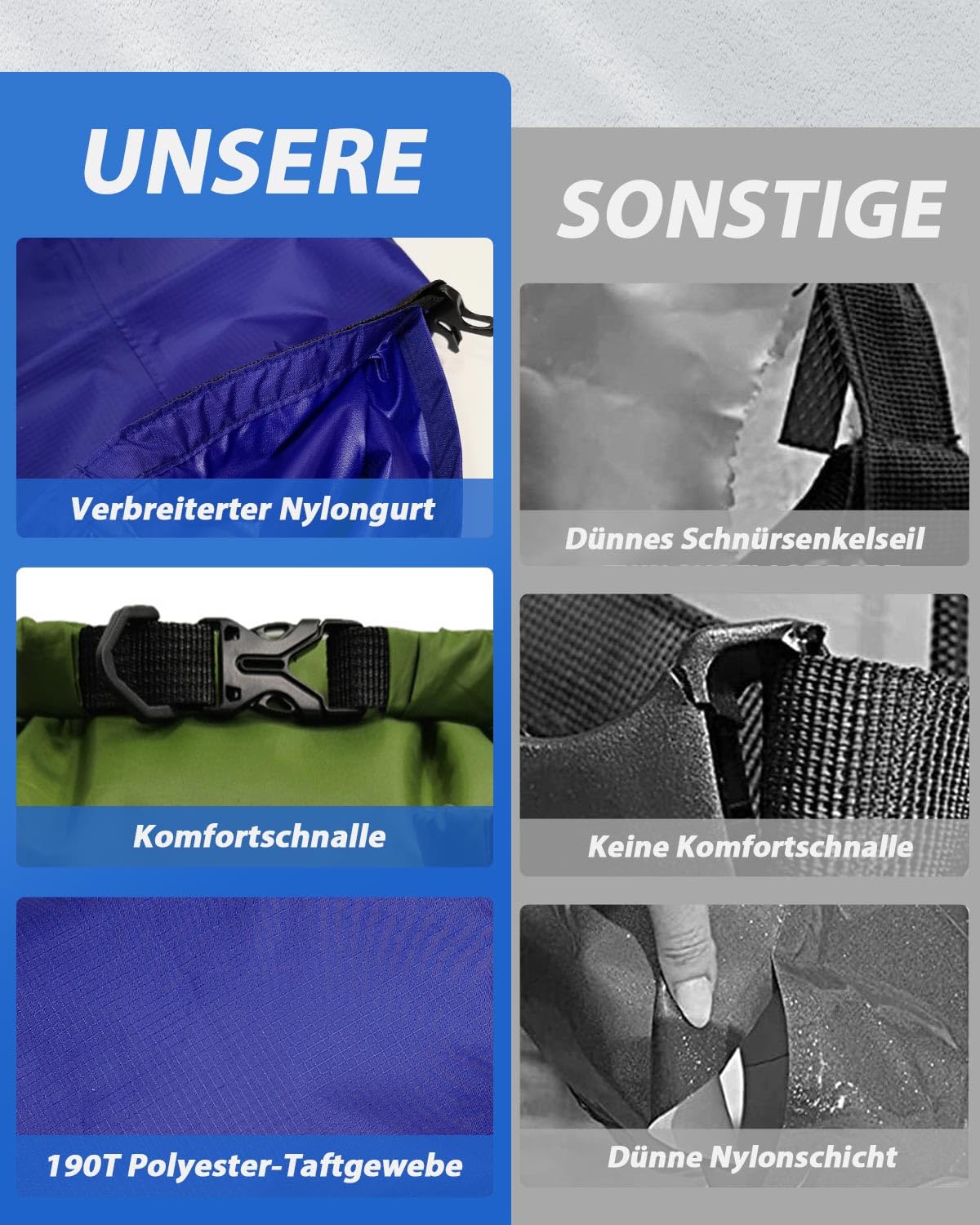 Victoper wasserdichte Aufbewahrungsbeutel 8 Stück, 1.5/2.5/3/3.5/5/8/10/12L Wasserdichter Tasche Beutel Lightweight Dry Bag, Wassersport Säcken für Zum Kajakfahren, Wandern, Camping (Mehrfarbig)